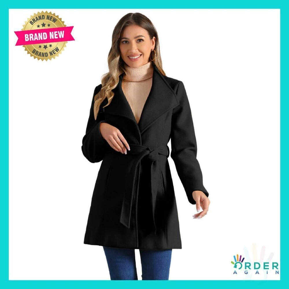 Classic Stand Collar Pea Coat Elegant Minimal Chic Winter Outerwear Belted